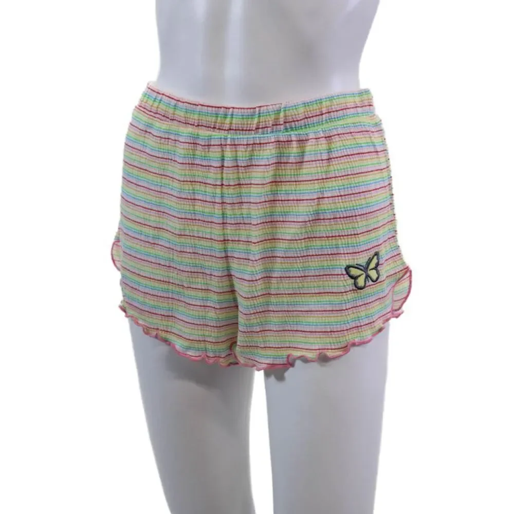 Emerson Road Womens Butterfly Print Sleepwear Top + Shorts Set White Size S